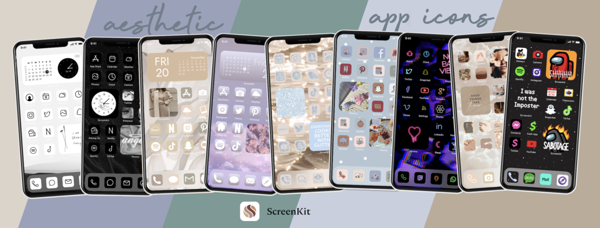 Aesthetic App Icons for iPhone, iPad and Macbook. The best app for iOS 14 that allows you to customize your homescreen with custom app icons, widgets and wallpapers. Cute, Anime, Black and White, Minimalistic Themes are all included in the free ScreenKit app. 